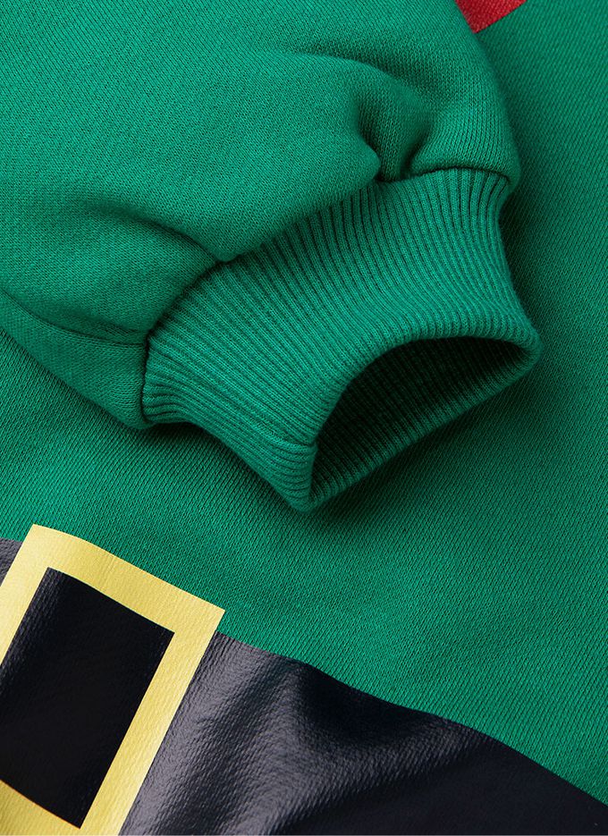 韓國 OZKIZ - (附尖帽)(內刷毛)聖誕男精靈長袖套裝