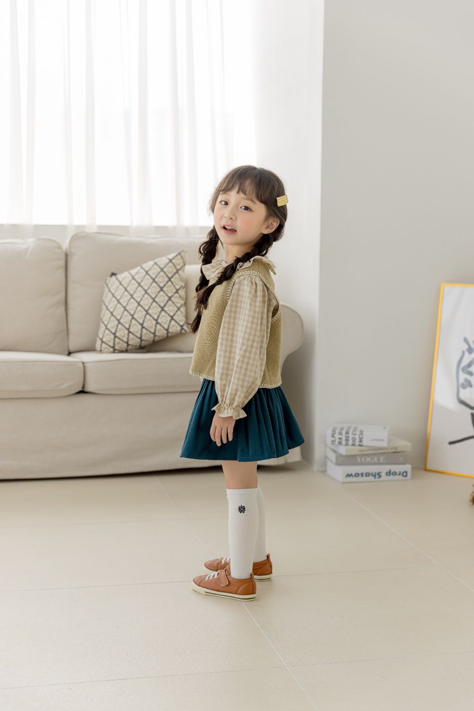 韓國 Orange Mom - 三隻小熊針織短背心-抹茶綠