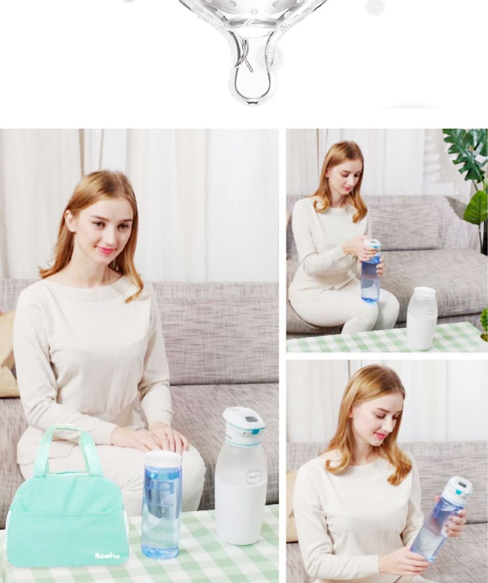 AcoMo - PS3旅行組 PS III 三代90秒可攜式奶瓶奶嘴消毒器-(90秒殺菌器+750ML環保水杯+媽媽包)-粉 (3件組)-850g