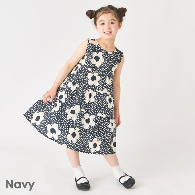 日本 evercloset - 100%棉 歐風荷葉領背心洋裝-海軍藍