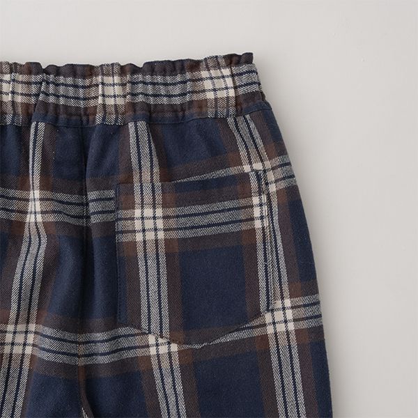 日本 b-ROOM - 英倫格紋寬版休閒長褲-焦糖系