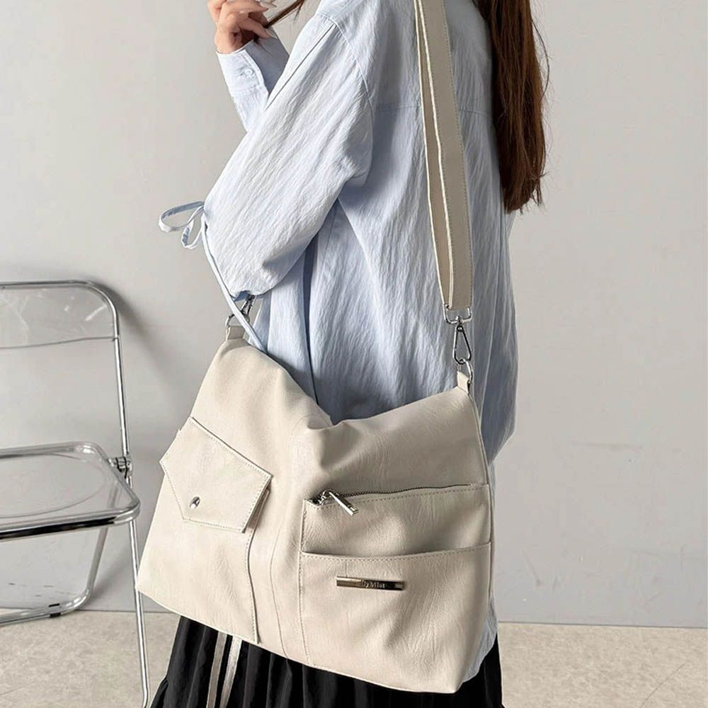 俐落酷感大容量2way造型側背包-米杏