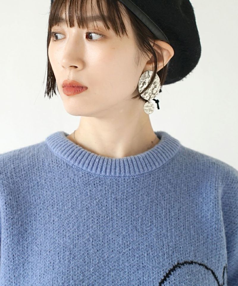 日本 zootie - 貓咪系列 圓領針織毛衣-兩隻貓咪-開心果綠