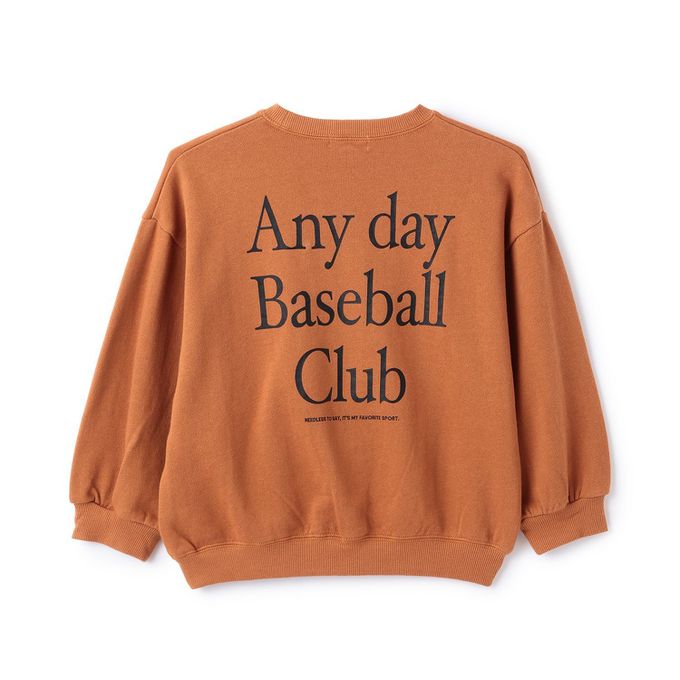 日本 b-ROOM - 100%棉 運動風印花縮口大學長袖上衣-籃球-黑