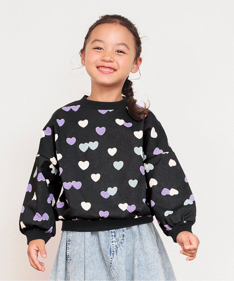 日本 BREEZE - 滿版印花裏毛長袖上衣-蘋果-焦糖