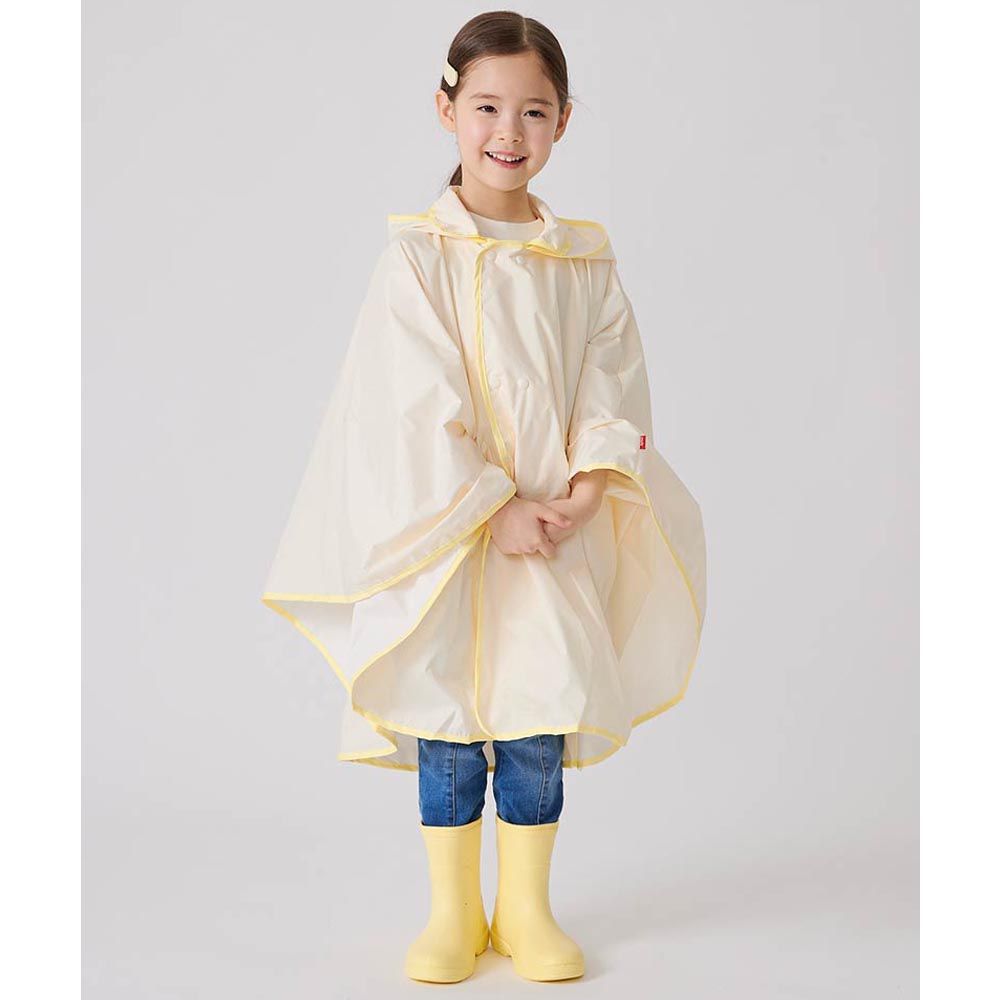 韓國 OZKIZ - 馬卡龍色兒童防風斗篷雨衣(可收納)-米白