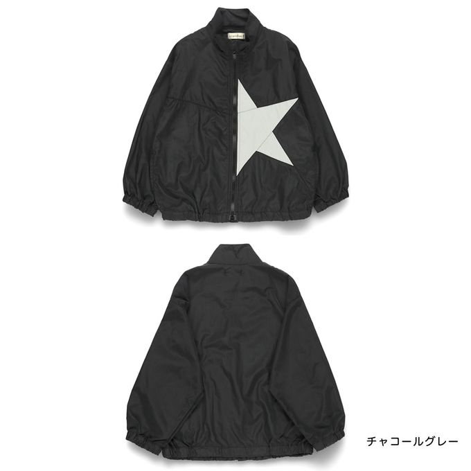 日本 BRANSHES - 潑水加工 率性星星尼龍風衣外套-淺杏