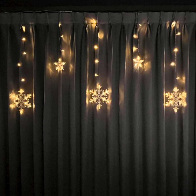 MODACore 摩達客 - LED 138冰條造型燈串電池燈+USB兩用充電 -暖白光/雪花造型款