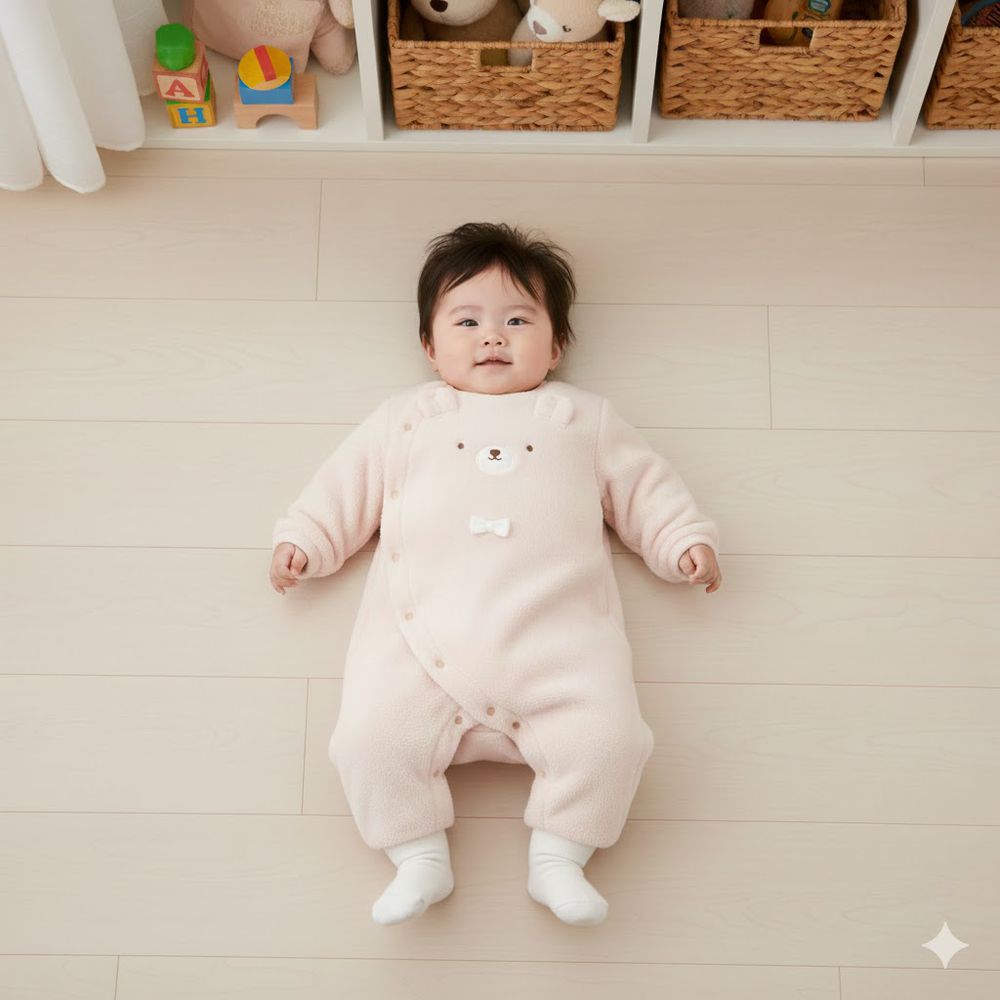 長袖兔裝-完全包覆款 刷毛-淺卡其色