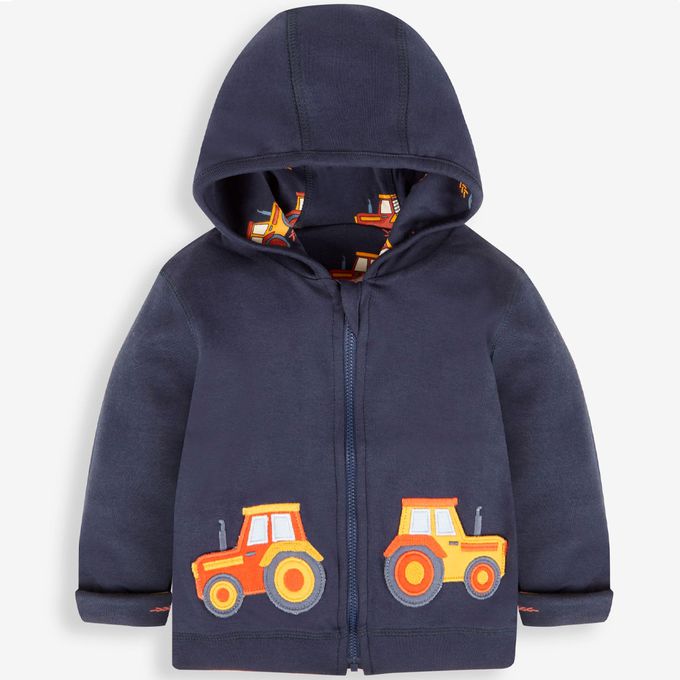 英國 JoJo Maman BeBe - 幼/兒童雙面穿100%純棉保暖連帽外套-吉普車