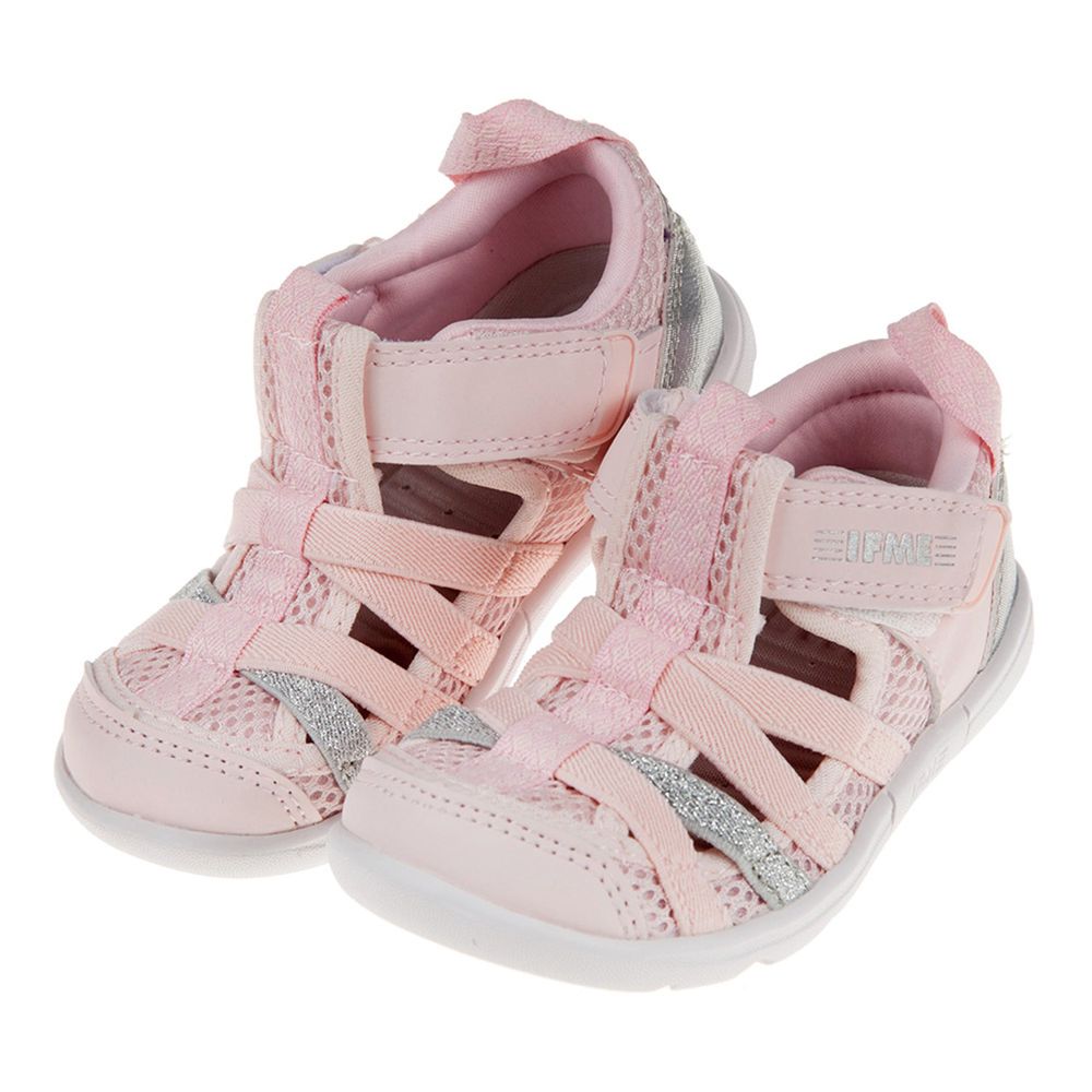 日本IFME - 粉色亮銀兒童機能水涼鞋