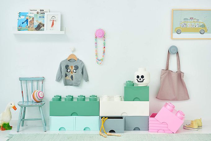 Room Copenhagen - ( 1大+1小 兩入特惠組)樂高 LEGO® 白色四凸+八凸抽屜收納箱 (白色)