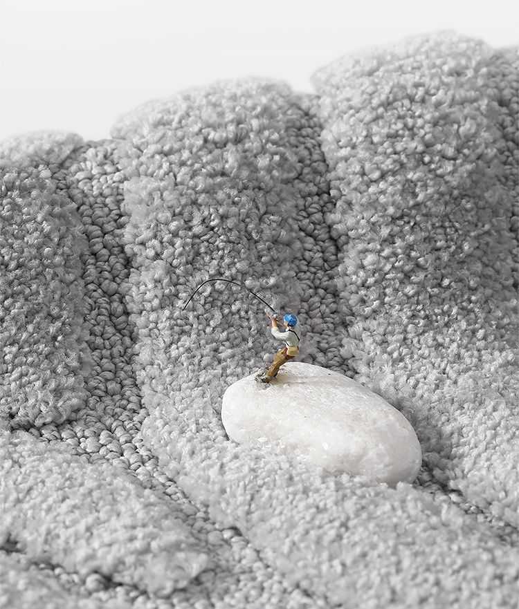 北歐風加厚快速吸水植絨浴室腳踏墊-流水波紋-深藍色