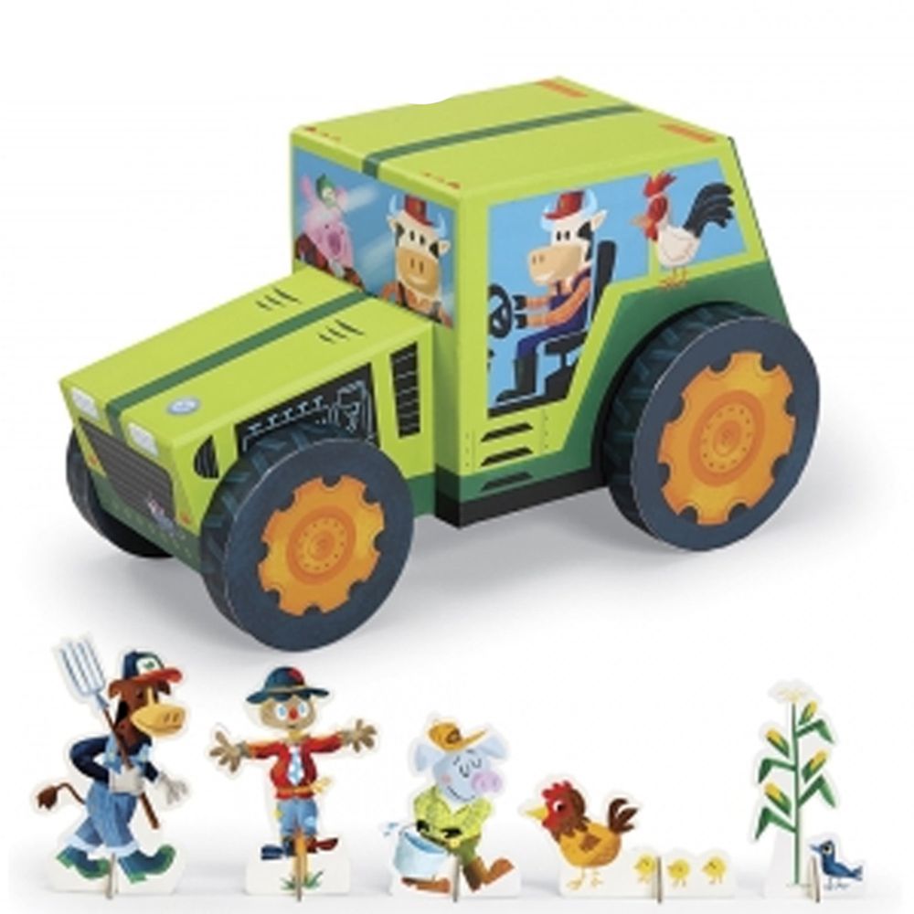 Crocodile Creek - 汽車造型拼圖玩樂組-農場 (24片+拖拉車x1輛/拼圖x1組/人物配件x5組)-4歲以上