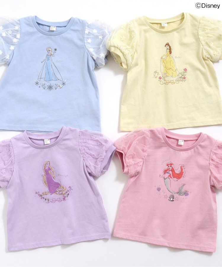 日本 apres les cours - 迪士尼 公主蕾絲澎澎短袖上衣-冰雪奇緣-水藍