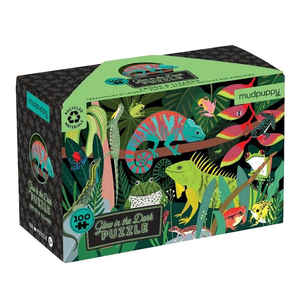 美國 mudpuppy - 【新品】夜光拼圖-兩棲生物-100片