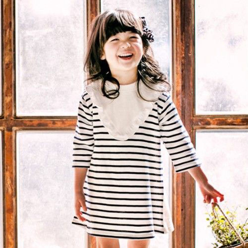 韓國 Monfimafi - 經典條紋親子裝-女寶(洋裝）-白