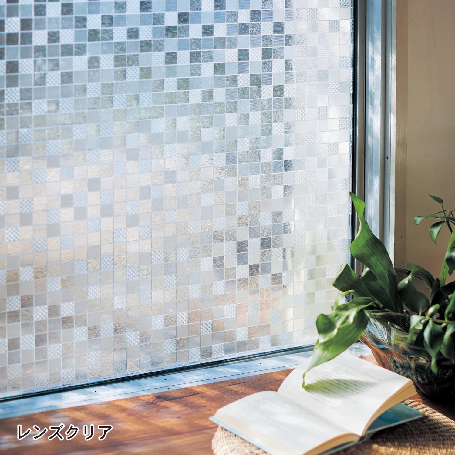 日本千趣會 - 日本製 99%抗UV光影窗貼(靜電式)-透明馬賽克
