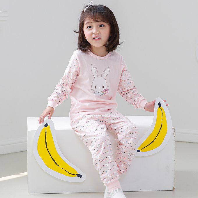 正韓 Cogibu - 極舒適無螢光劑 100% 有機棉幼兒/兒童睡衣/家居服套裝組-小花園