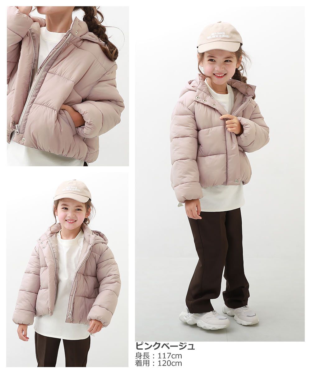 日本 devirock - 輕量保暖連帽鋪綿外套-奶油杏