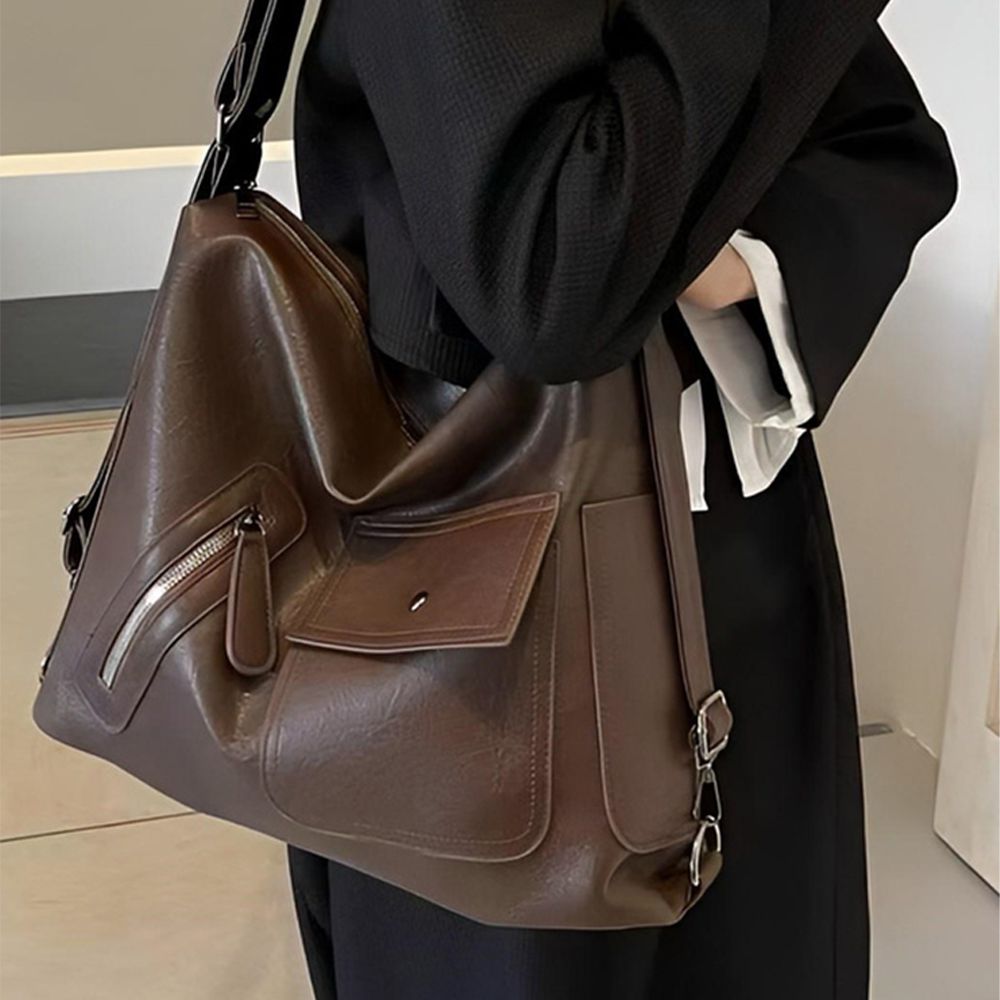 摩登復古皮革感2way側背/後背包-咖啡 (F)