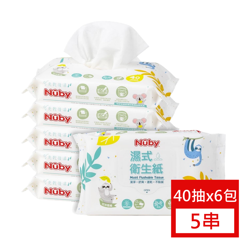 Nuby - 【五串組】濕式衛生紙40抽-6包/串