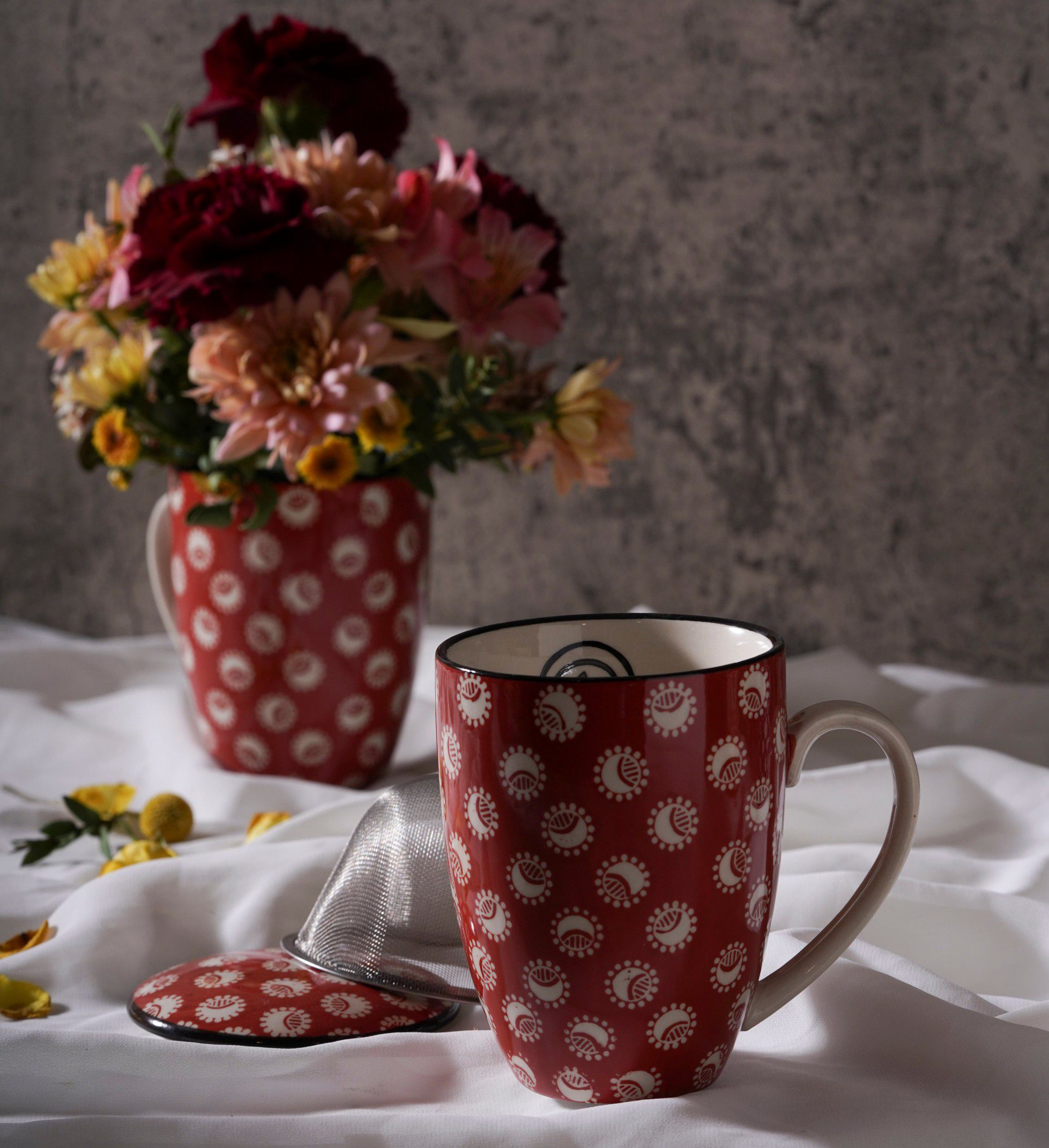 amadeus imany - 花磚蓋杯-紅-450ML