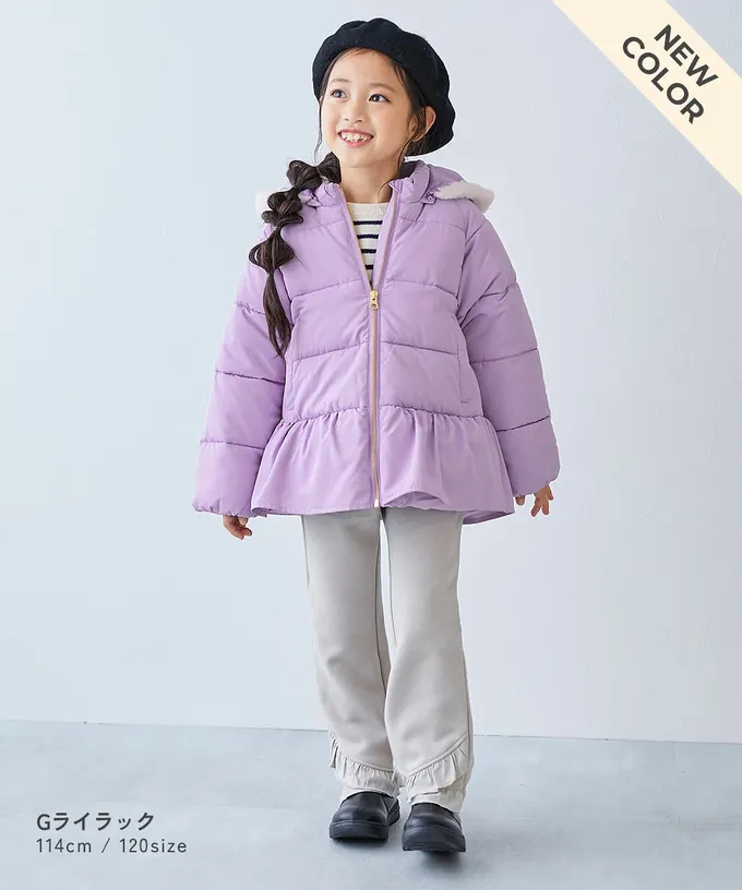 日本 devirock - 甜美下擺輕暖纖維羽絨外套(毛帽可拆)-炭灰