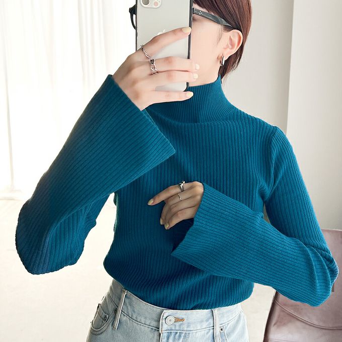 日本 Classical Elf - 小立領彈性羅紋針織上衣-摩卡杏