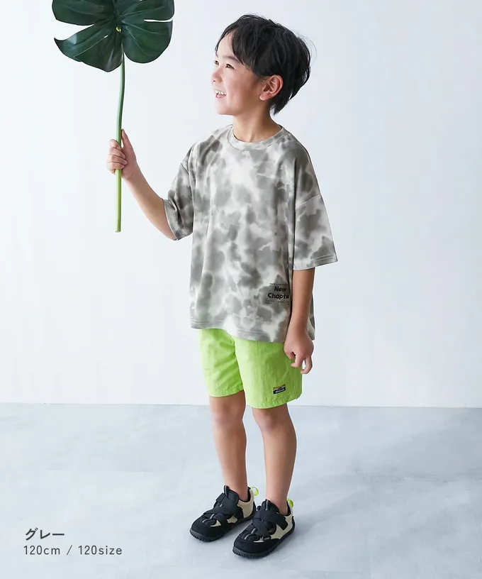 日本 devirock - 涼感速乾網眼 暈染印花短袖上衣-藍紫