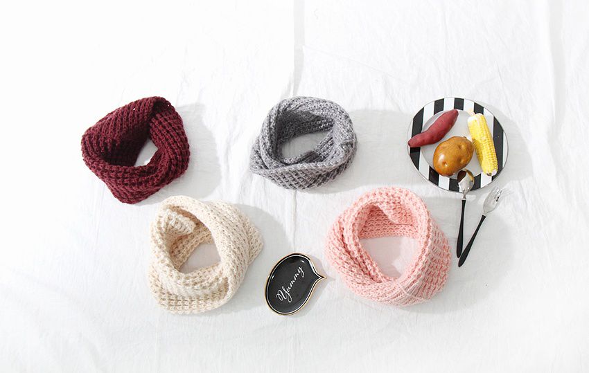 韓國 Babyblee - 粗毛線單色圍脖-粉紅 (FREE)