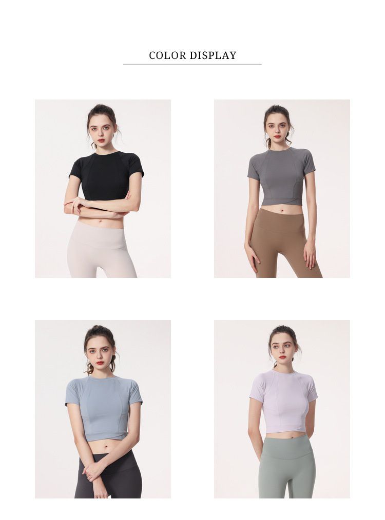 短版緊身速乾短袖運動上衣-黑色