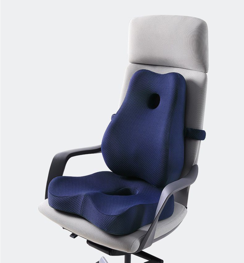 透氣記憶棉靠墊+美臀坐墊-灰色