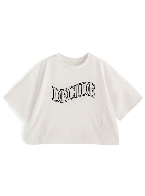 日本 GRL - 美式復古刺繡短袖上衣-米白 (F)