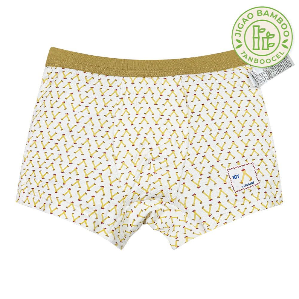 竹纖維抗菌除臭透氣四角褲(男寶)-趣味長腿人-米