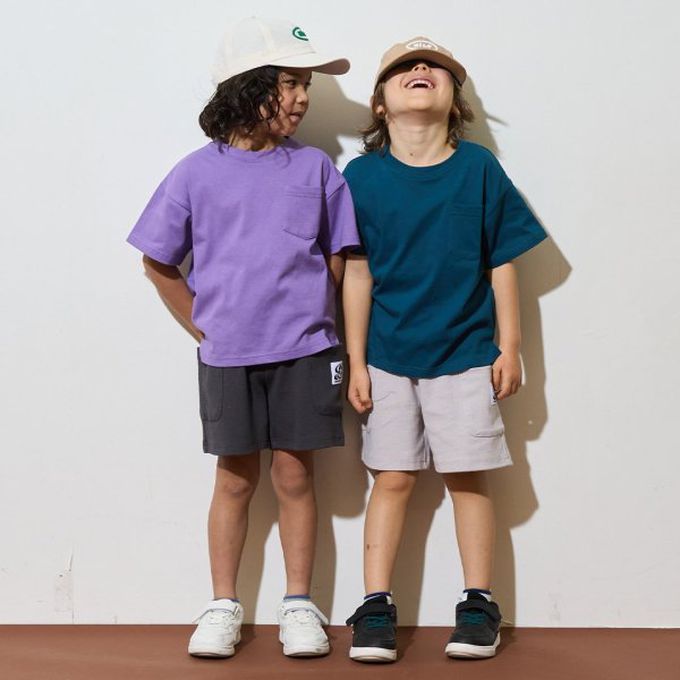 日本 b-ROOM - 柔款彈性大口袋素色短褲(4分丈)-霧藍