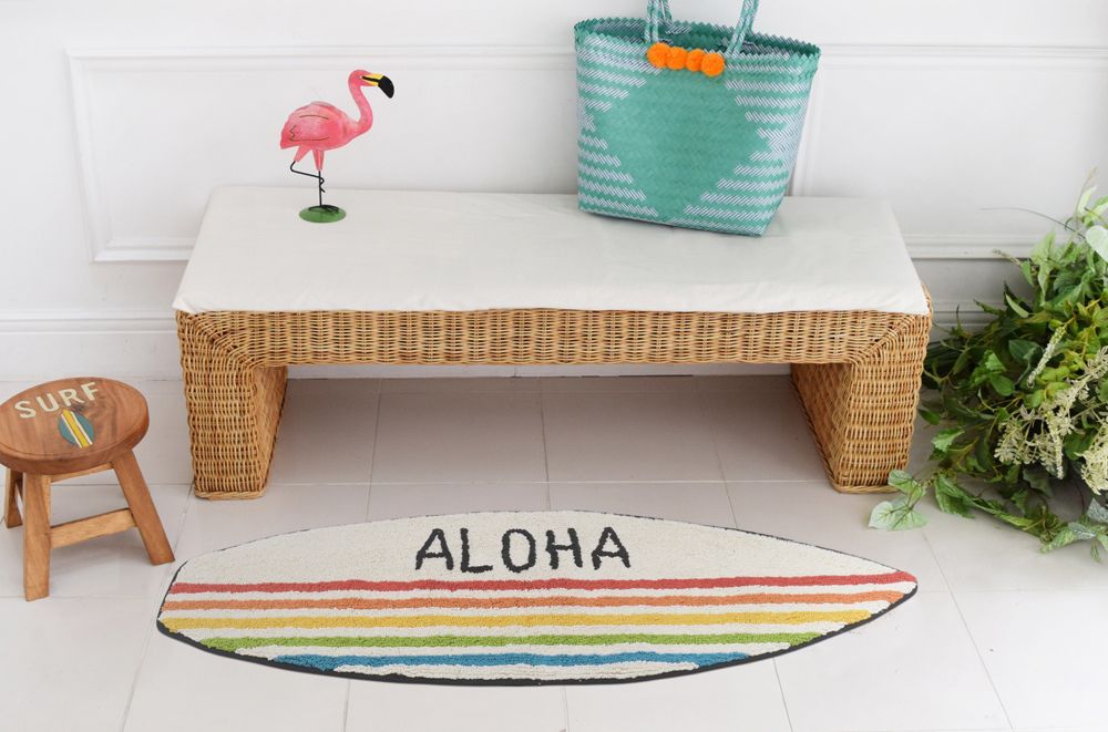 日本 TOMO - 夏威夷海洋風針織地墊-衝浪板L-SURF (L(約118×38cm))