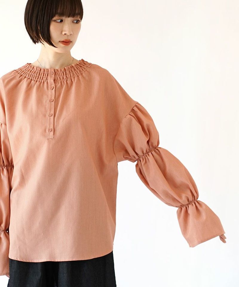 日本 zootie - 公主荷葉領蓮藕袖上衣-鮭魚粉
