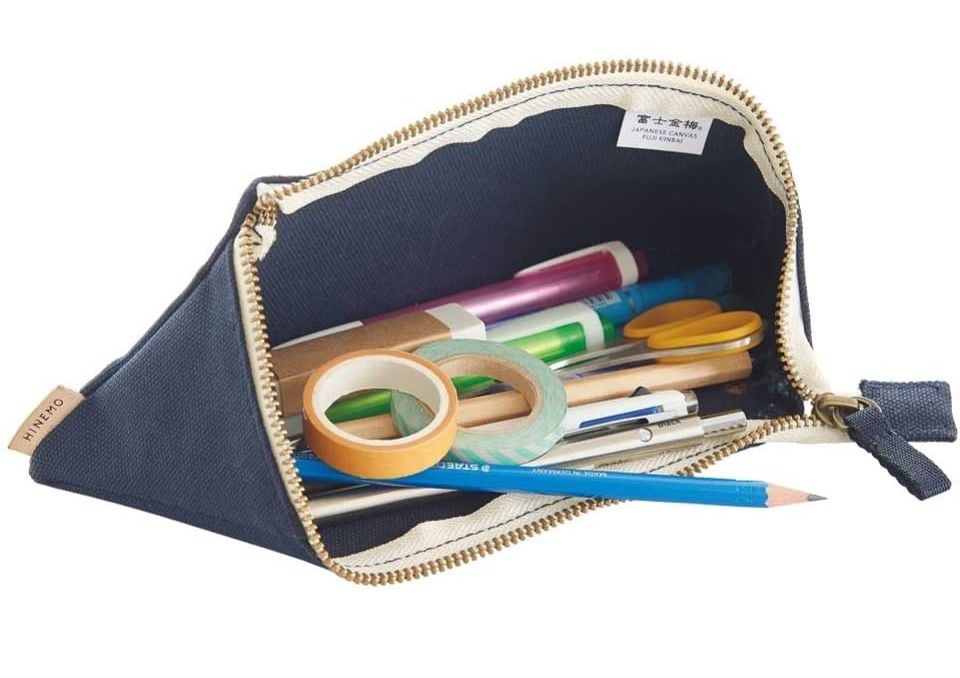 日本文具 LIHIT - 日本國產帆布斜開平攤筆袋/鉛筆盒-杏 (L)