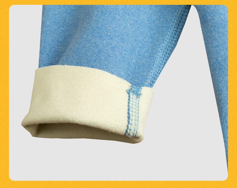 德絨圓領無痕長袖家居服套裝/睡衣-變色木馬-淺藍色