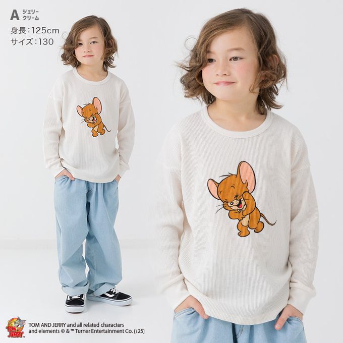 日本 Chil2 - 限定聯名 華夫格薄長袖上衣-四格表情-奶白