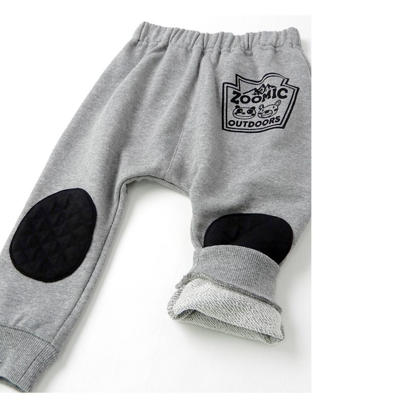 日本 ZOOLAND - 印花拼接長褲(裏毛)-屁屁口袋-灰