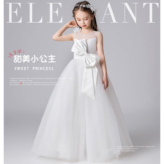 甜美氣質高級婚紗貢緞大蝴蝶結無袖長禮服