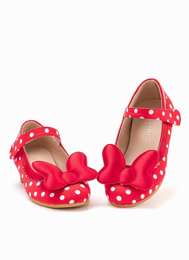 韓國 OZKIZ - 紅色點點低跟皮鞋