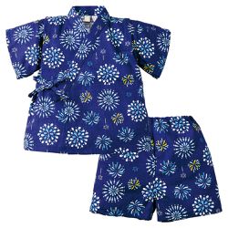 akachan honpo - 兩件式甚平-煙火-深藍色-日本製