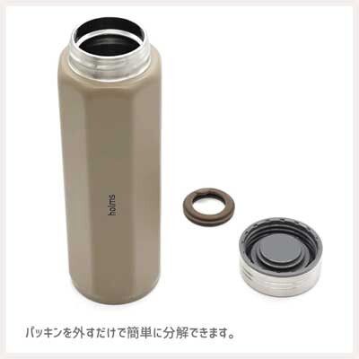 日本 CB Japan - holms八角形不繡鋼保冷保溫瓶(附提帶)-深卡其-460ml