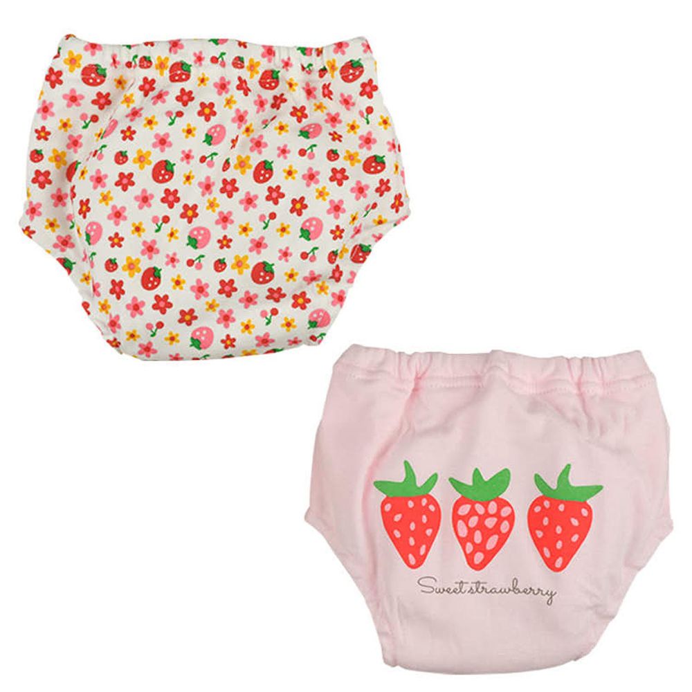 akachan honpo - 6層學習褲2件組-吊掛式 水果-粉紅色 (90cm)