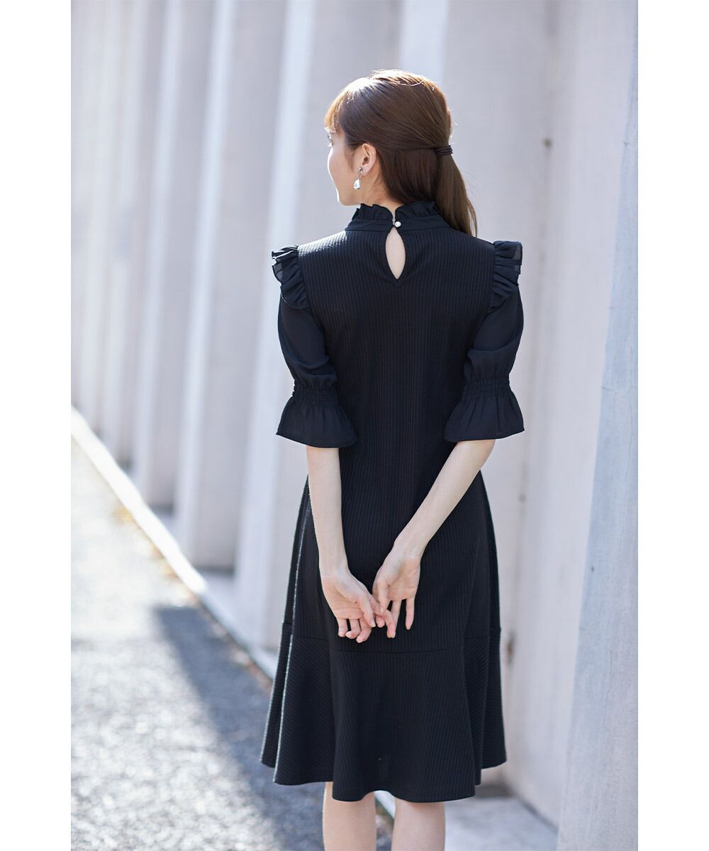 日本 tocco-closet - 夢幻荷葉邊扭結小洋裝-星塵粉