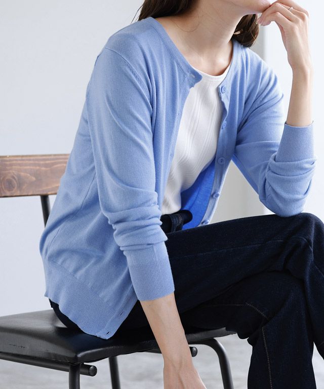 日本 Pierrot - 嫘縈混舒適針織薄外套-V領-卡其灰