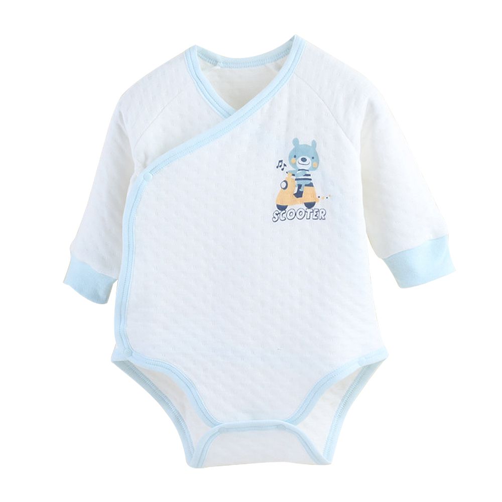 2件入-保暖空氣棉包屁衣-前斜開扣式-白小熊+隨機一件